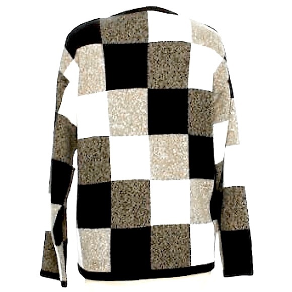 Dressbarn plus size 18/20 black gold white acrylic checkered zip cardigan EUC - Picture 15 of 15